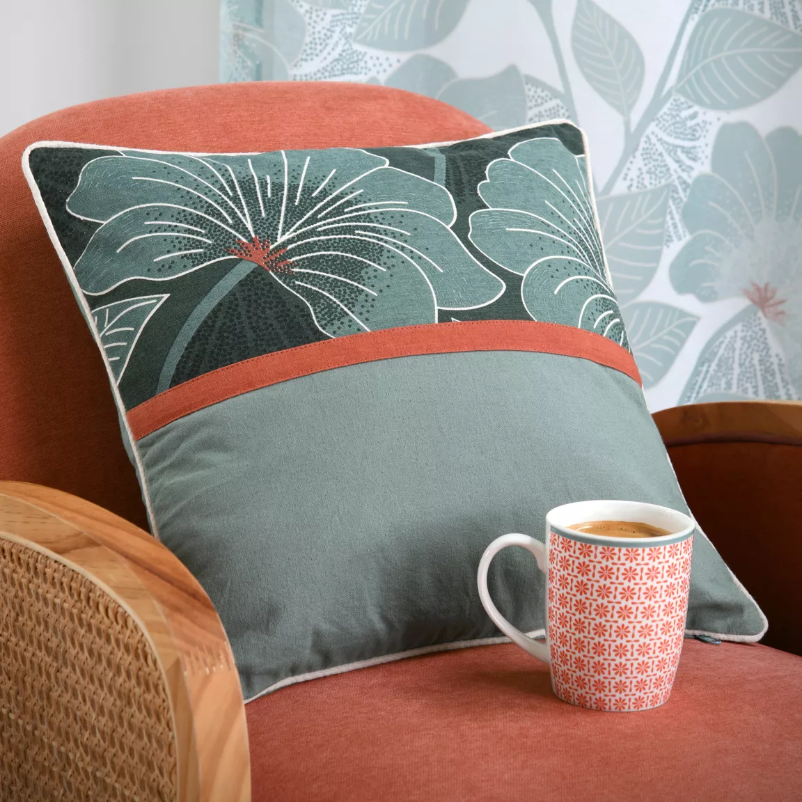Coussin carré coton (40 x 40 cm) Parrot Vert émeraude
