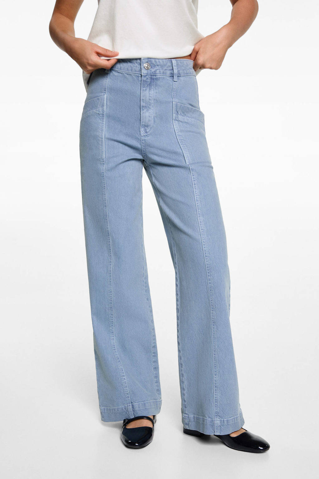 MANGO TEEN wide leg jeans middenblauw