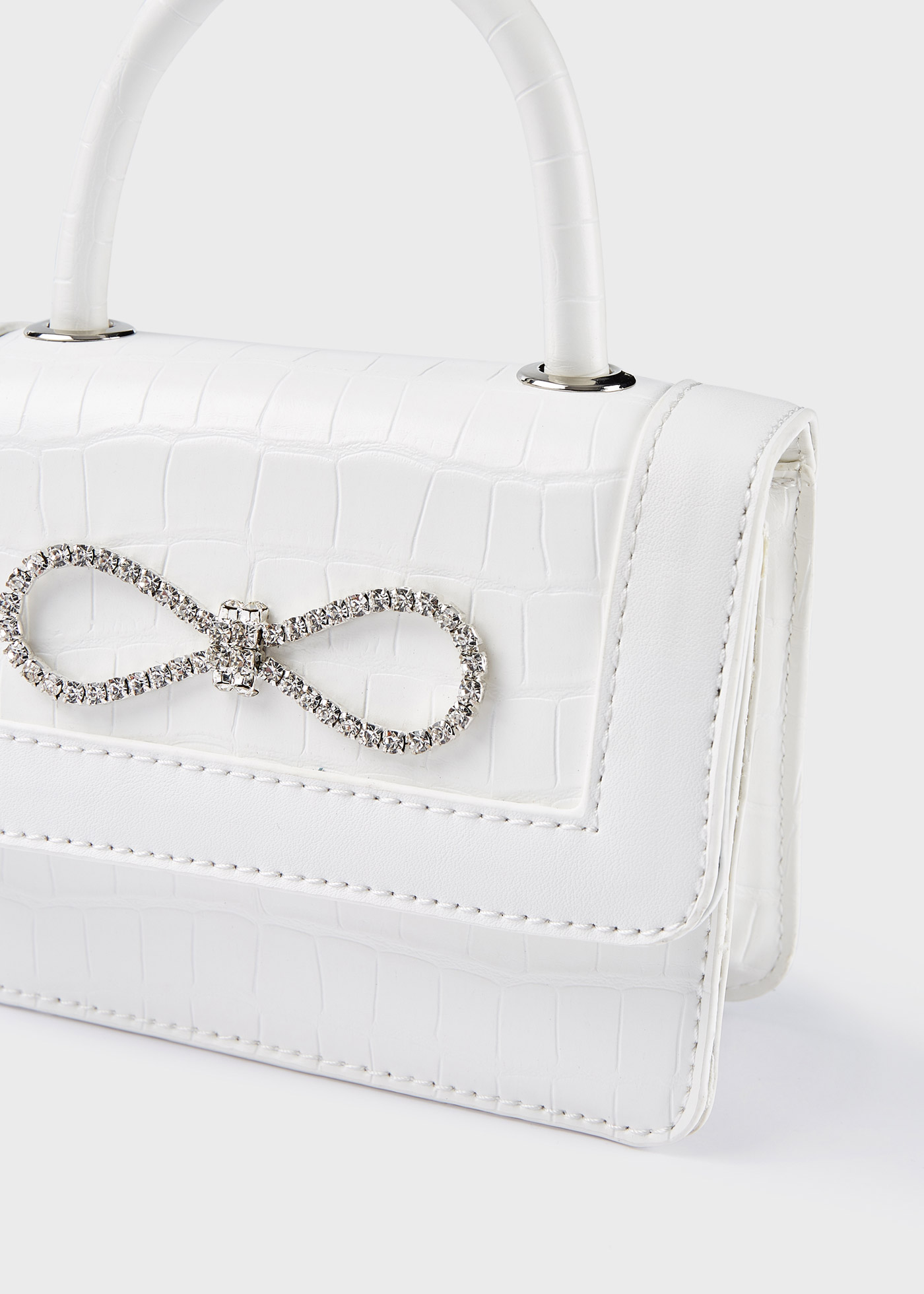 Bolsa de mão com aplique de laço decorativo para meninas