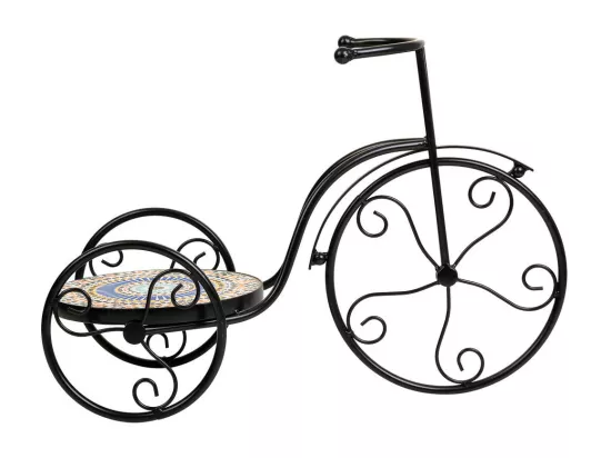 Support vélo en mosaïque et fer forgé noir 53x23.5x36h