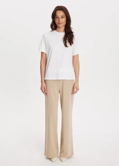 T-shirt met opgerolde mouwen wit (WIT)