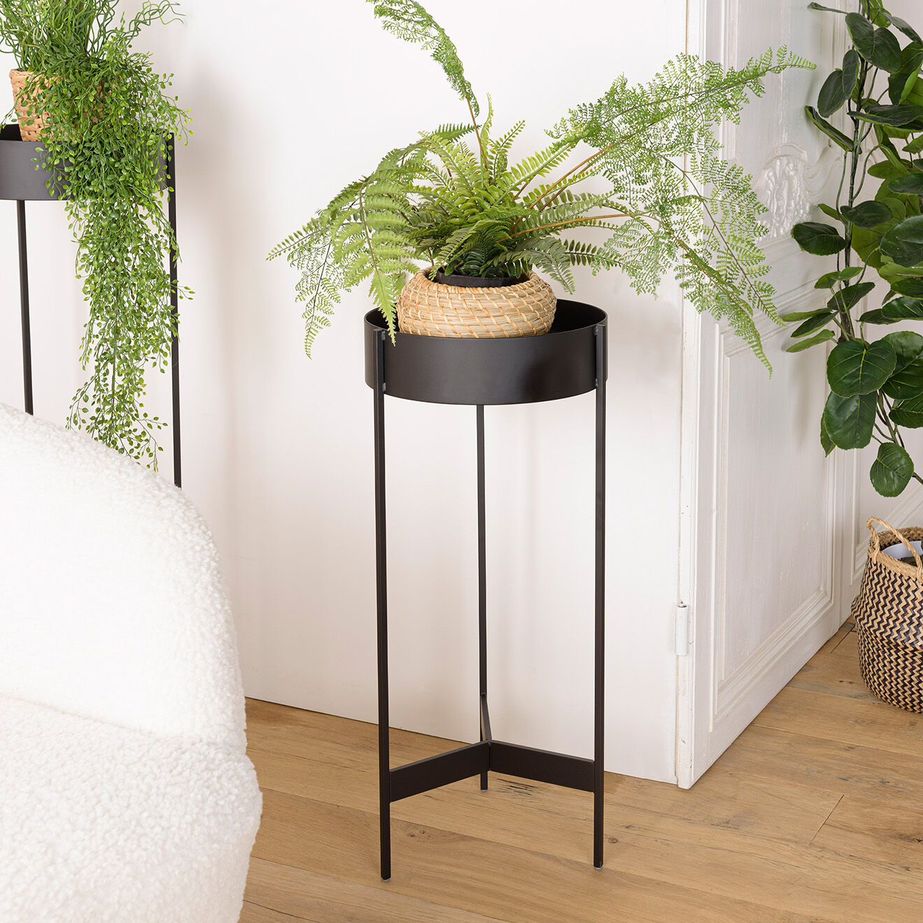 Macabane Sellette ronde / porte plante Mm Daly noir - 31x31x70 cm