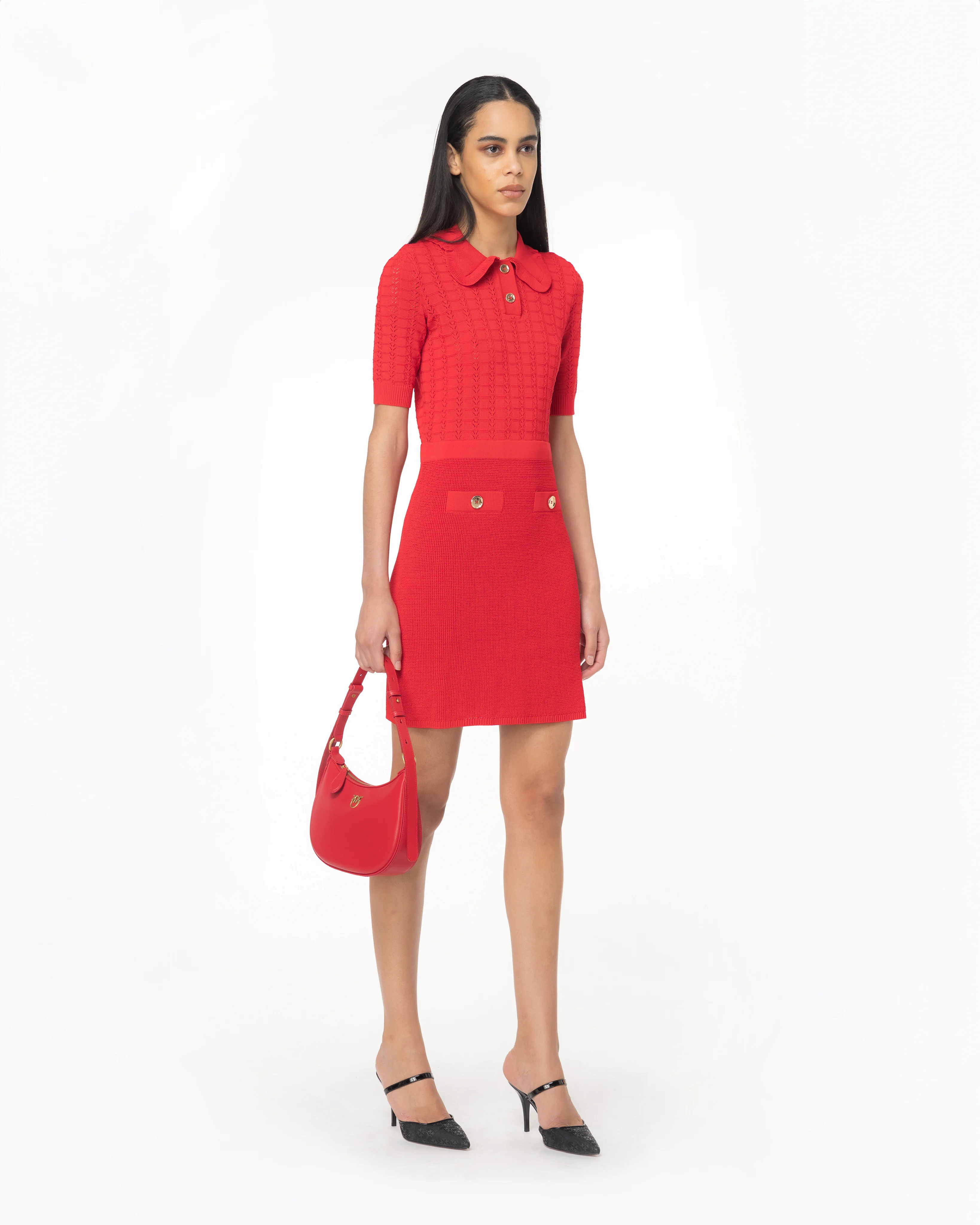 Mini-robe au point déventail | Rouge