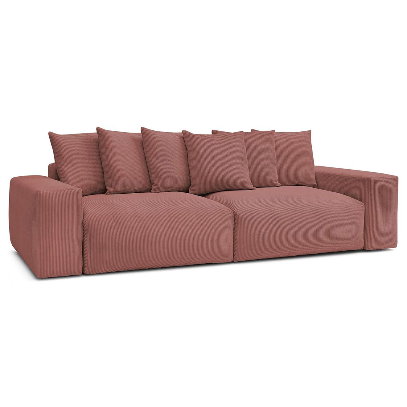Bobochic Canapé 4 places moelleux voltaire velours côtelé rose - 320x124x75 cm