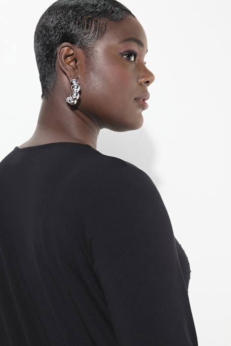 Shirt, Ziersteine, Classic, Rundhals, 3/4-Arm