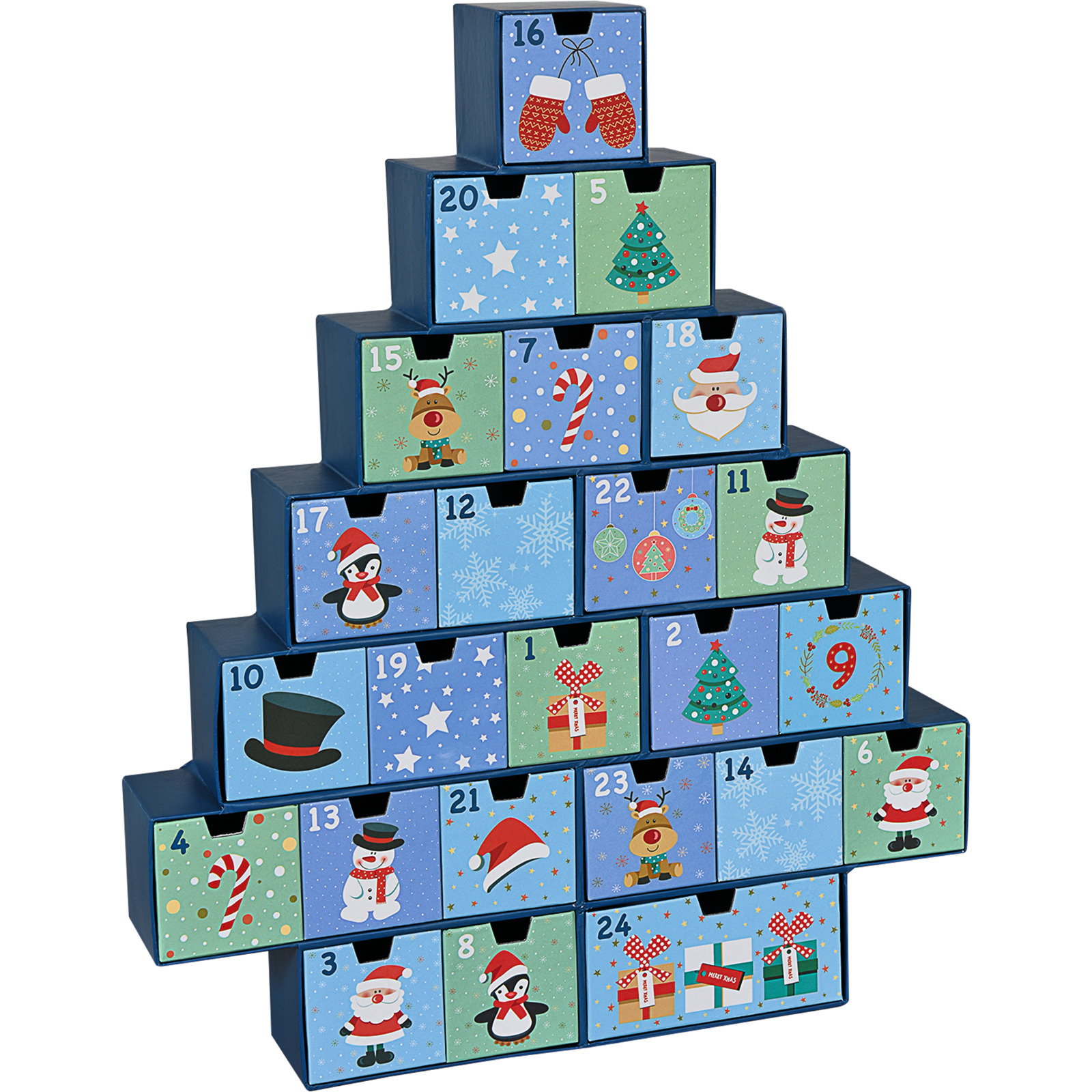 Adventskalender 24 Schubladen 45x37x6cm