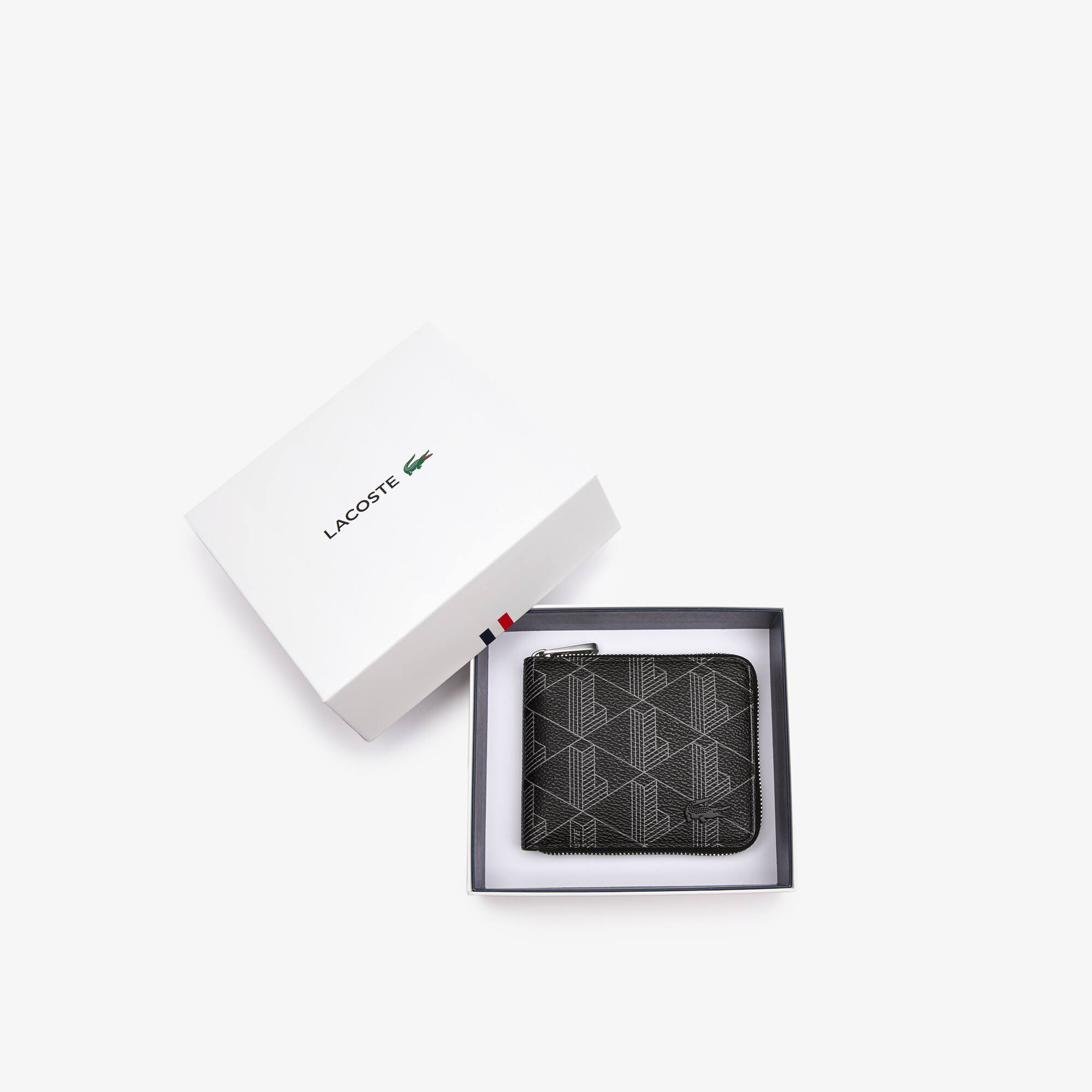 Portefeuille homme Lacoste zippé avec imprimé monogramme Portefeuilles - Noir - Lacoste - Homme
