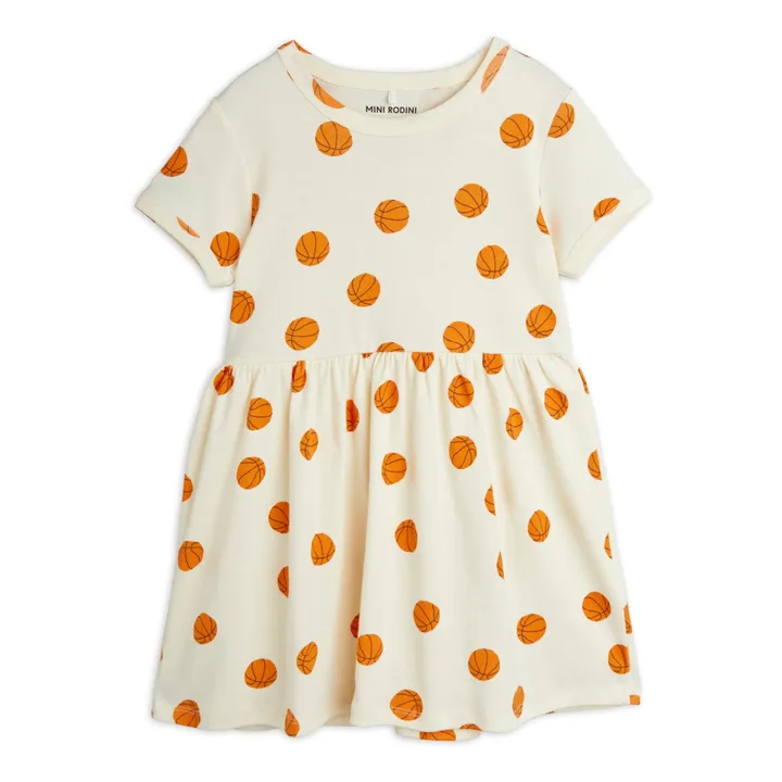 Mini Rodini Robe Basketball Coton Bio | Ecru