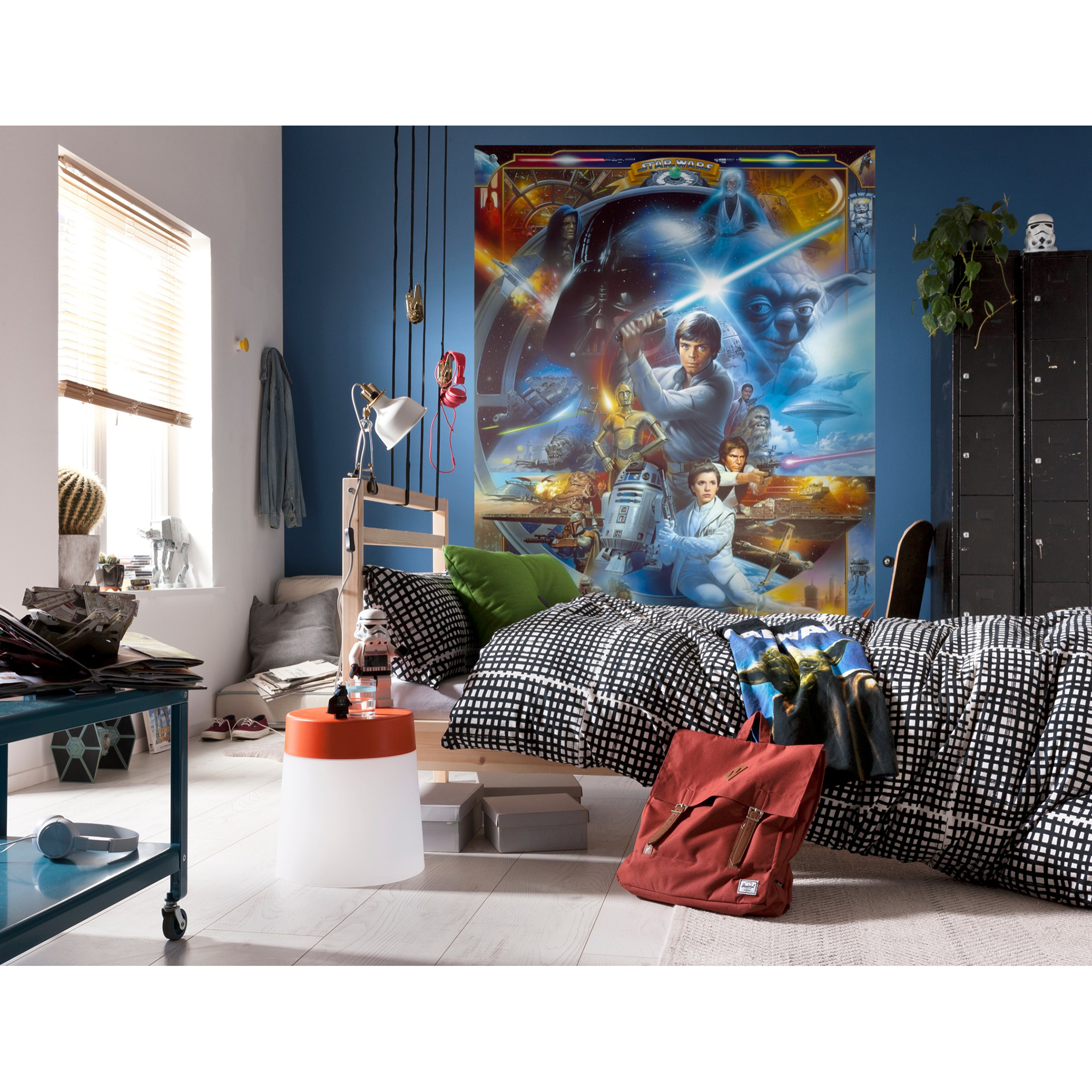 Papier-Fototapete STAR WARS LUKE SKYWALKER - blau-gelb - 184x254 cm