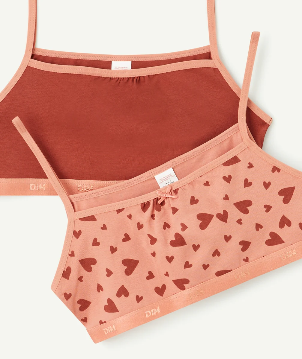 DIMLOT DE 2 BRASSIÈRES POCKET ROSE ET IMPRIMÉ COEUR