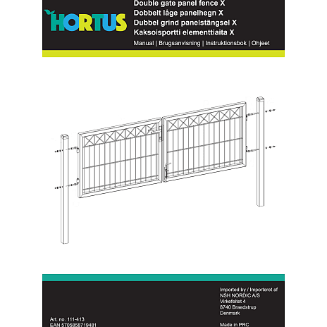 Hortus dobbelt havelåge - sort