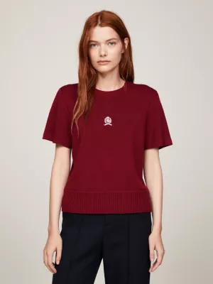 Camiseta de malha com bordado de brasão