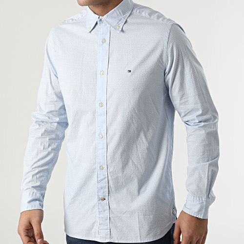 Chemise Manches Longues Soft Micro Print 3119 Bleu Clair