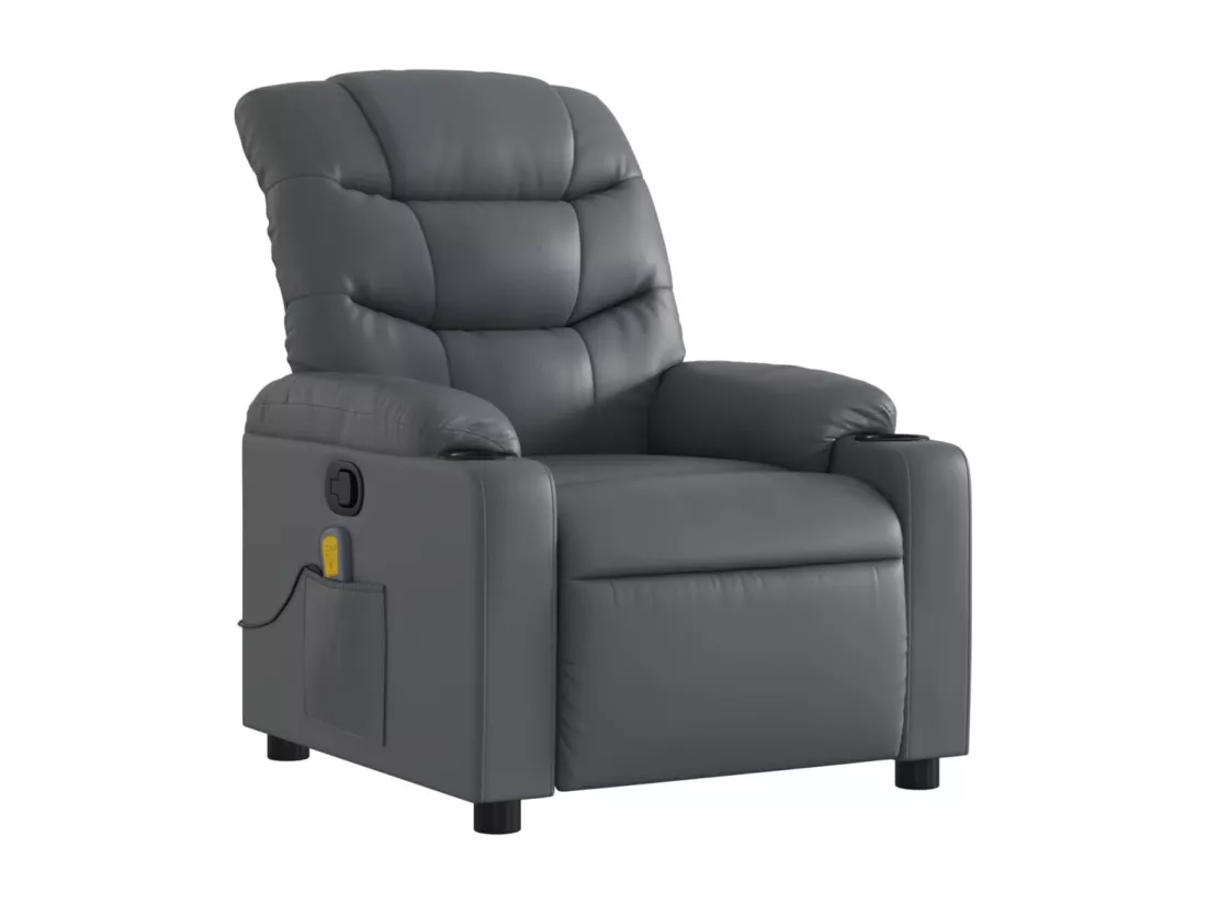 Fauteuil massant inclinable Gris Similicuir