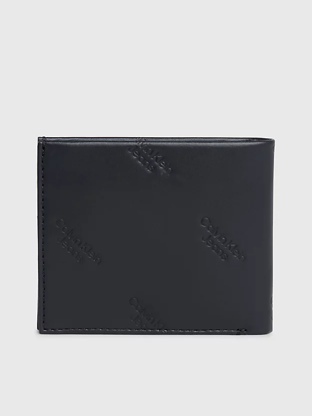 Carteira porta-moedas em couro com bloqueio RFID e logotipo.