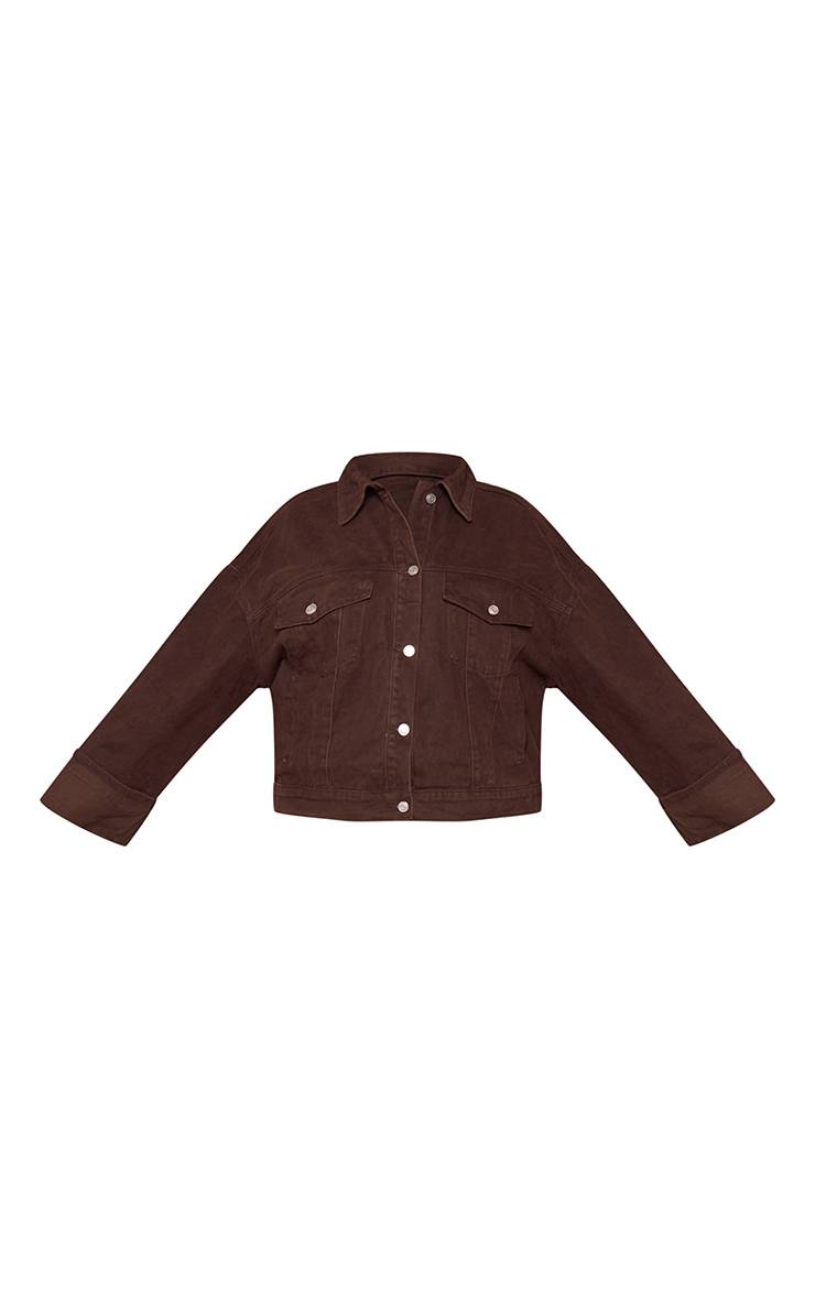 Chocolat Veste En Jean Grande Taille Délavage Brut Avec Revers Et Surpiqûres Contrastées
