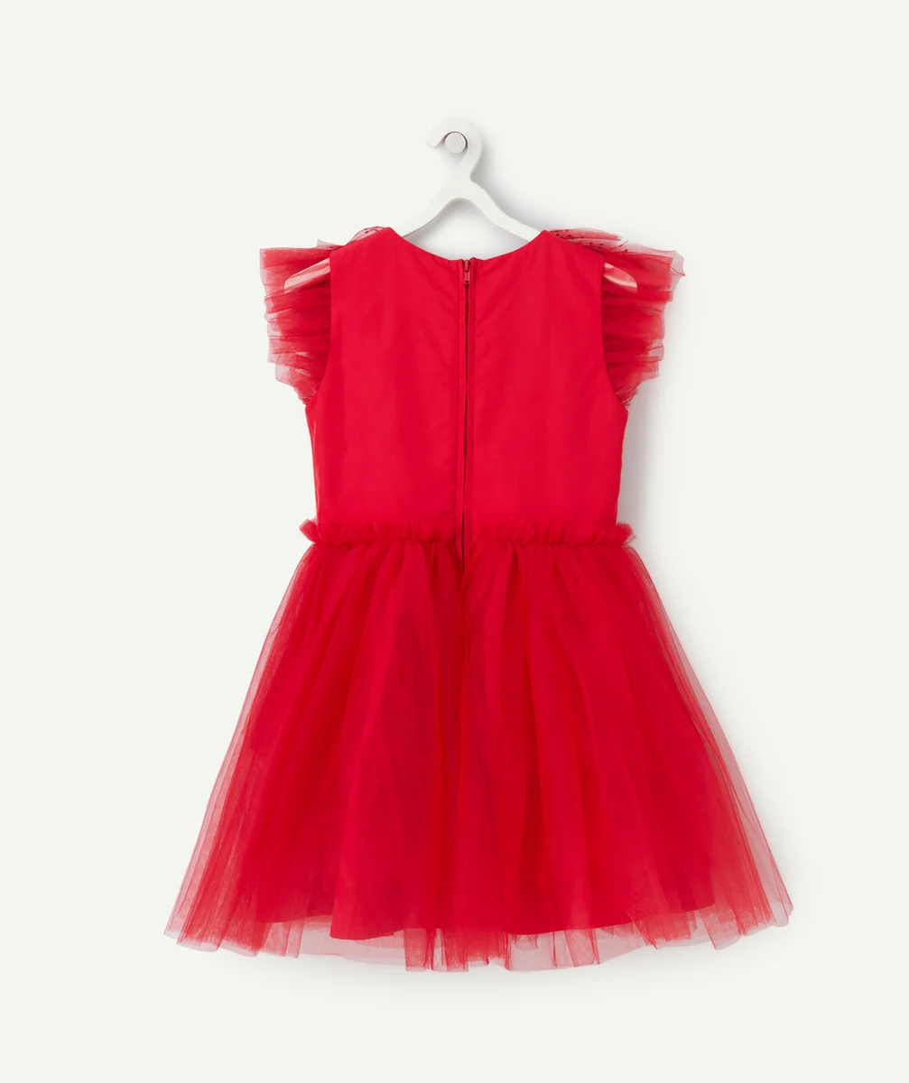 ROBE CRÉATEUR 2023 FILLE EN TULLE ROUGE ET PAILLETÉ