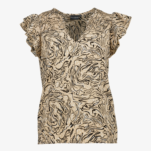 Twoday dames blouse beige met print