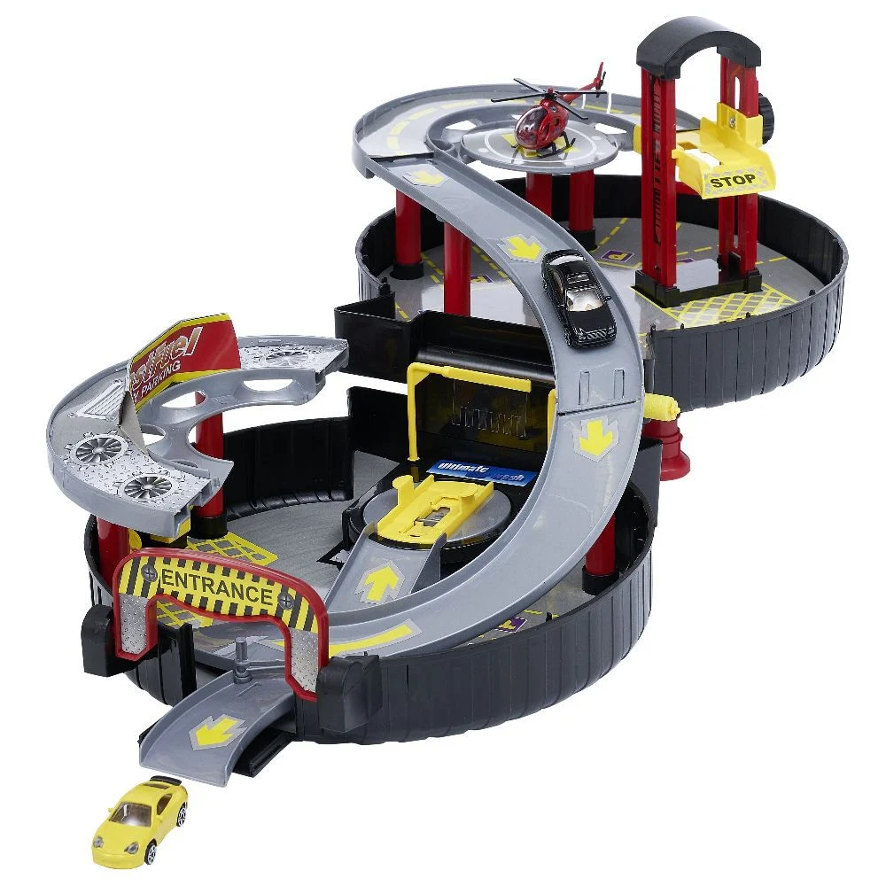 Mallette roue circuit de voiture avec hélicoptère