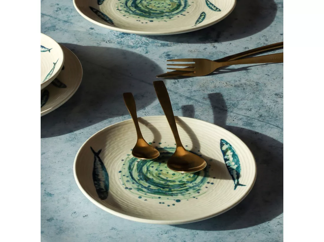 Novastyl - Lot 6 Assiettes Desserts Sardine 20cm En Faience