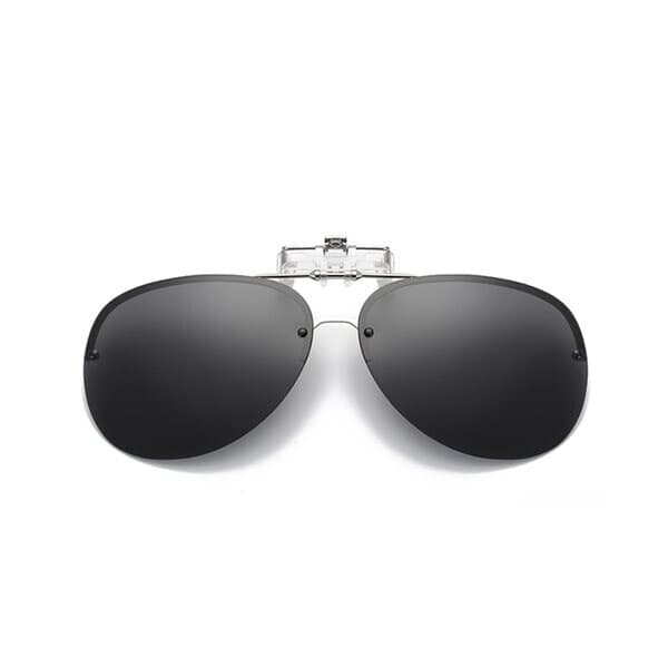 Clip-on-solbriller med UV400-beskyttelse og sort glas