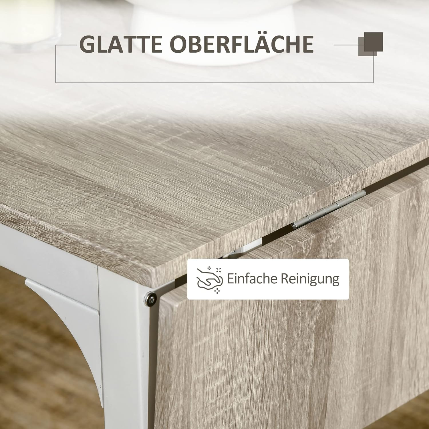 HOMCOM 3 TLG Esszimmergruppe Essgruppe mit 2 Stühlen und 1 Tisch Esstisch Set mit Klappbarer Tischplatte für Küche kleine Raume Stahl MDF Natur+Weiß 110 x 70 x 75 cm