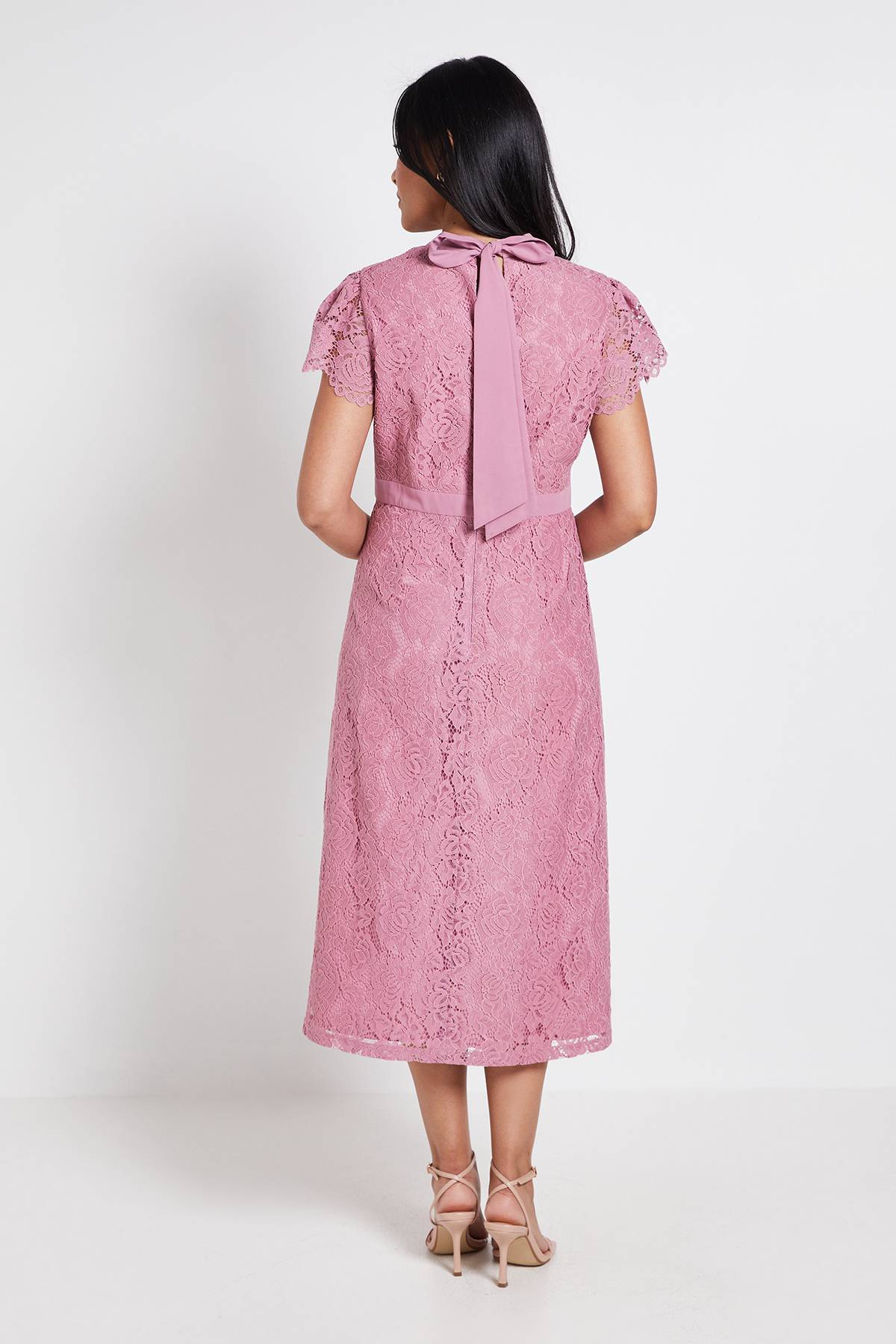 Wallis Robe Midi En Dentelle Avec Col Noué Petite