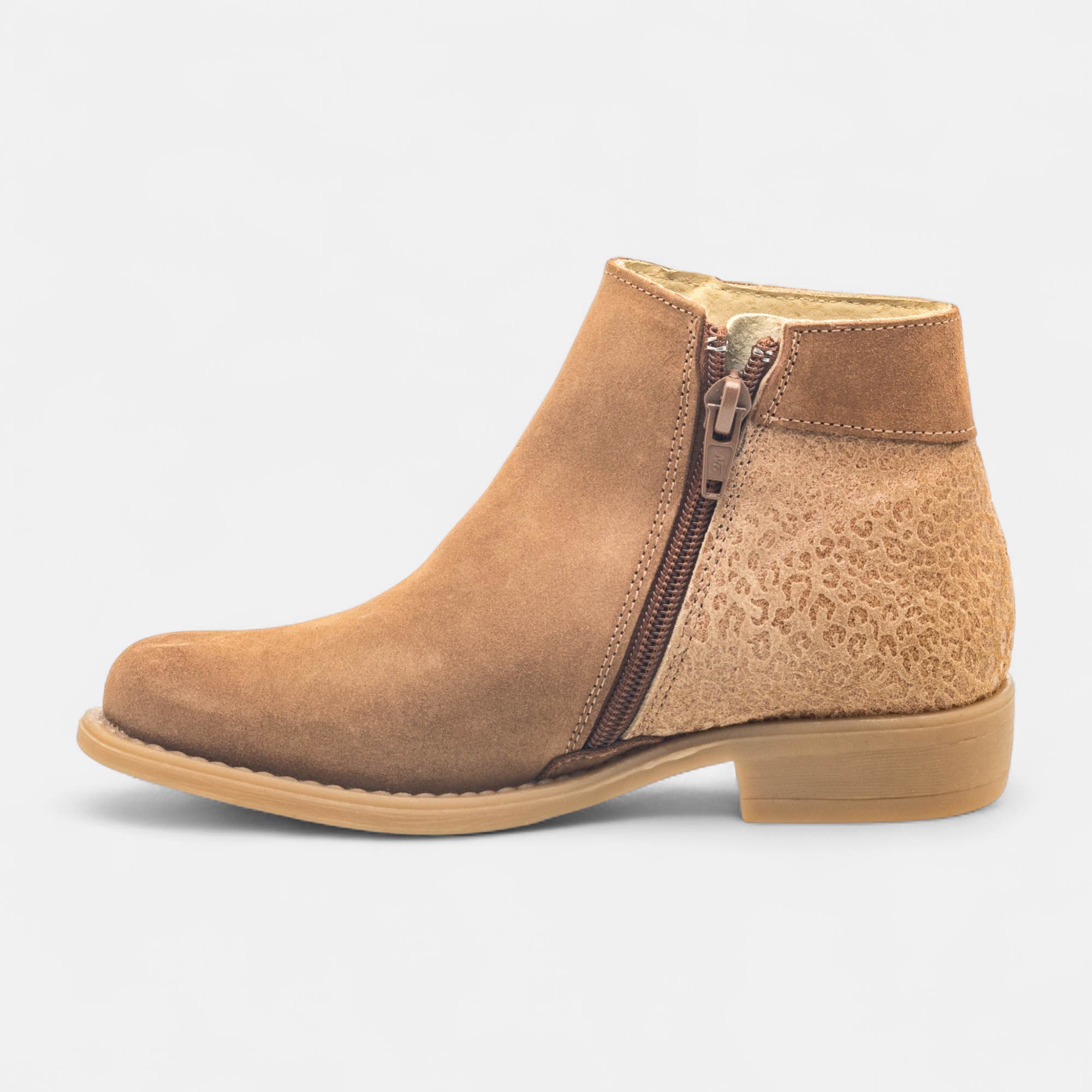 Bottines Fille en cuir cognac