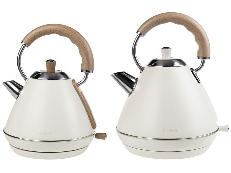 FURBER Wasserkocher Bardot 1 l, Beige Wasserkocher mit 360°-Sockel mit Kabelaufwicklung