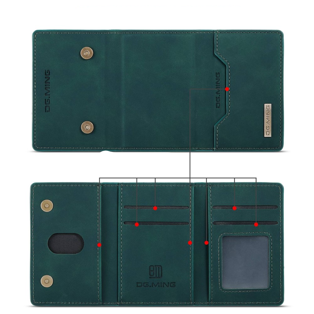 2in1 Samsung Galaxy S23 Ultra 5G Leder Hülle Wallet   Magnetisches Kreditkartenfach - Dunkelgrün