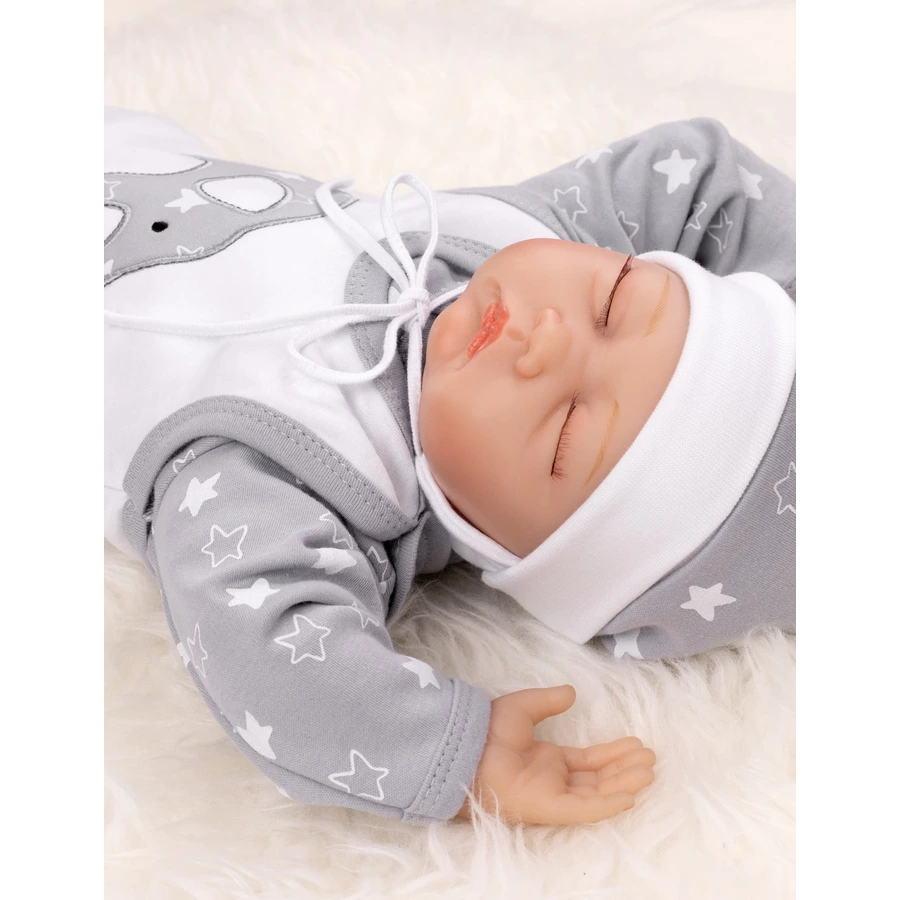 Baby Sweets 3tlg Set Strampler + Shirt + Mütze Little Elephant weiß grau