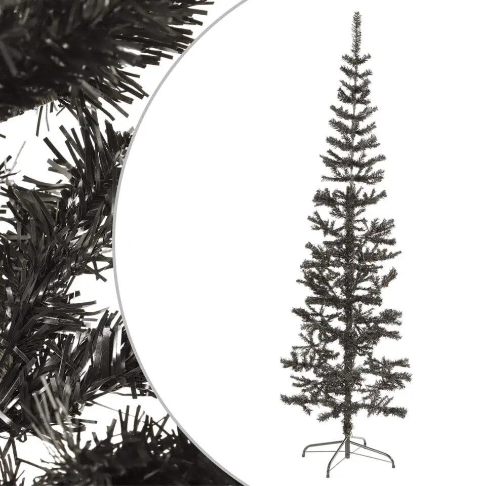 vidaXL - Kunstkerstboom met 435 tips en staal standaard 210 cm - Zwart - PVC