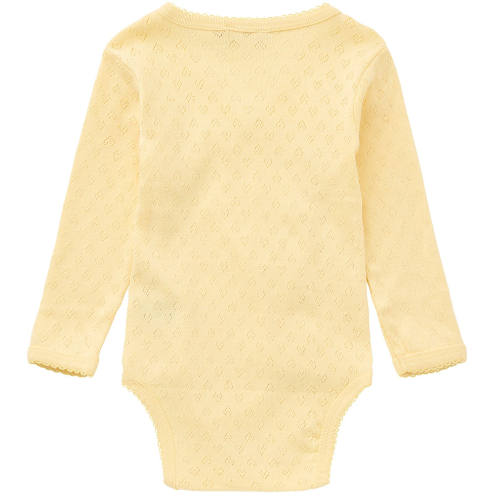 Køb COPENHAGEN COLORS Pale Yellow Pointelle Heart Crossover Body Ls