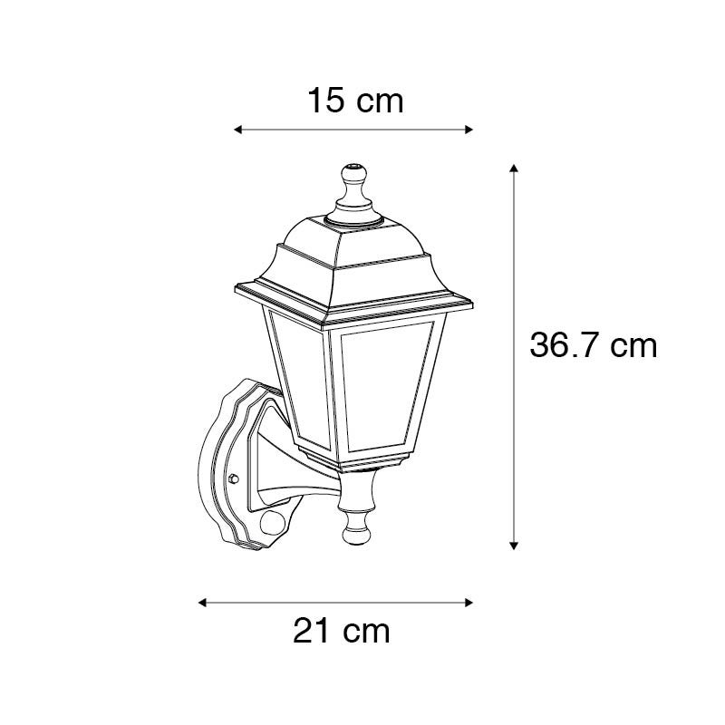 Antieke gouden wandlamp IP44 met bewegingsmelder - Capital