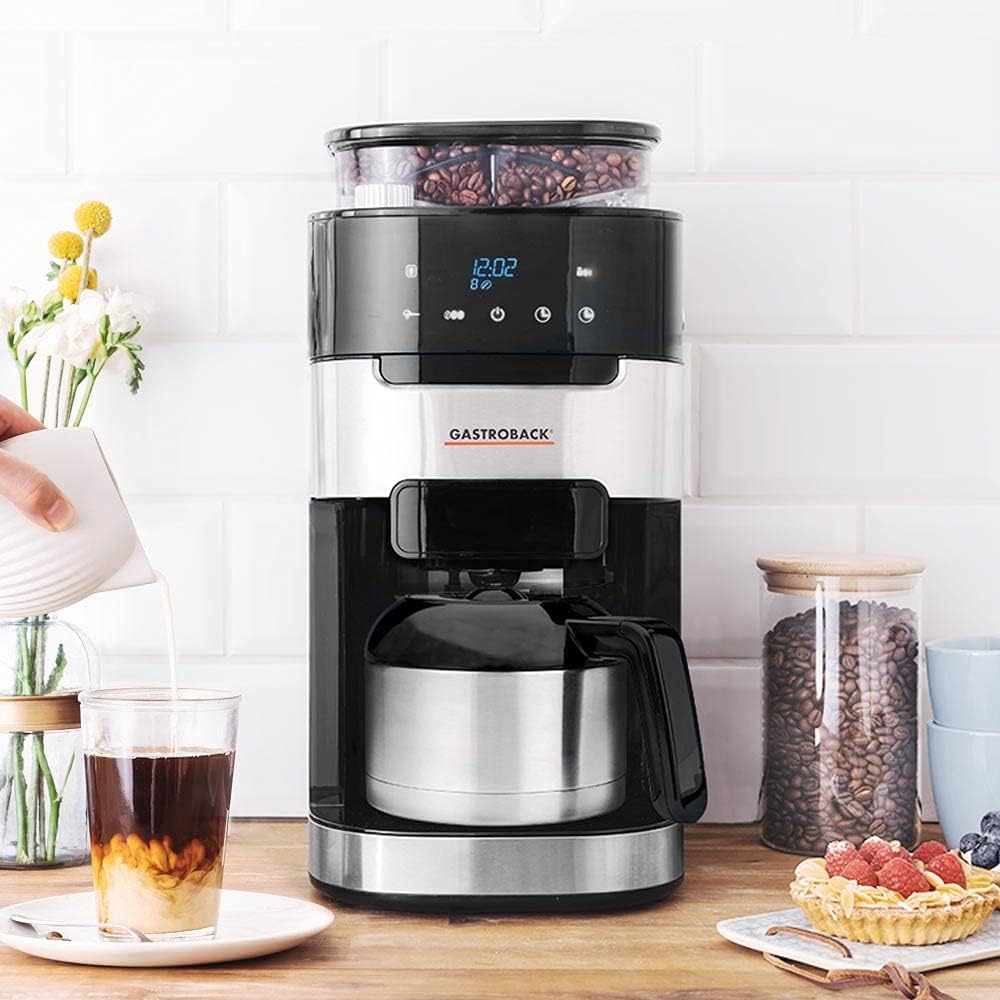 GASTROBACK Kaffeemaschine Grind & Brew Pro Thermo, Silber, Schwarz