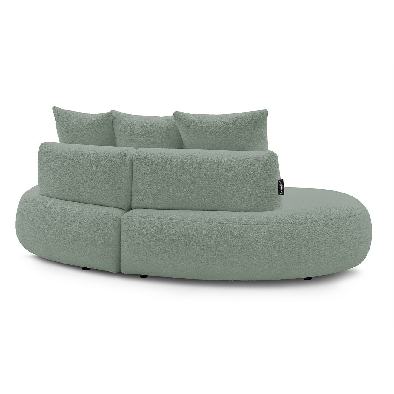 Bobochic Canapé droit fixe 3 places saint-germain tissu bouclette vert - 260x145x92 cm