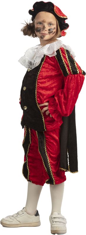 Piet verkleed kostuum 4-delig - rood/zwart - polyester - Pietenpakken voor kinderen 152