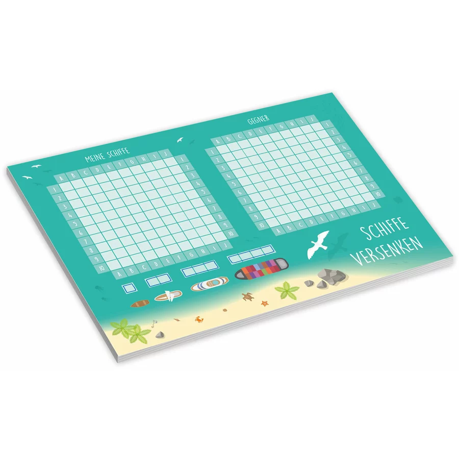 Nikima Papeterie 2er Set A6 Spielblock Schiffe versenken Reisespiel Flottenmanöver bunt