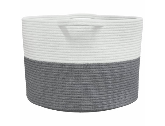 VIDAXL - Panier à linge gris et blanc ø55x36 cm coton