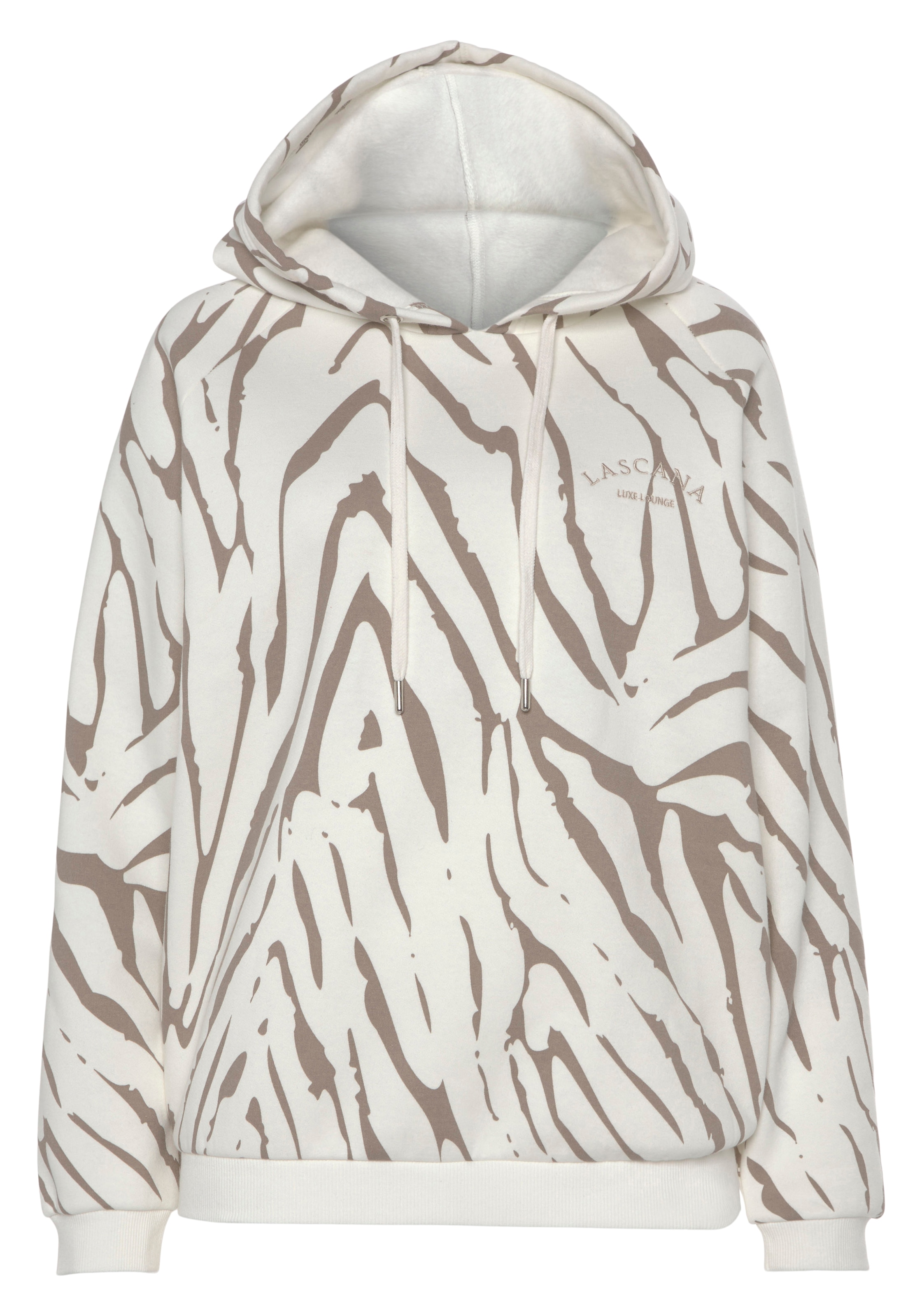 LASCANA Kapuzensweatshirt , mit Zebramuster, Loungewear