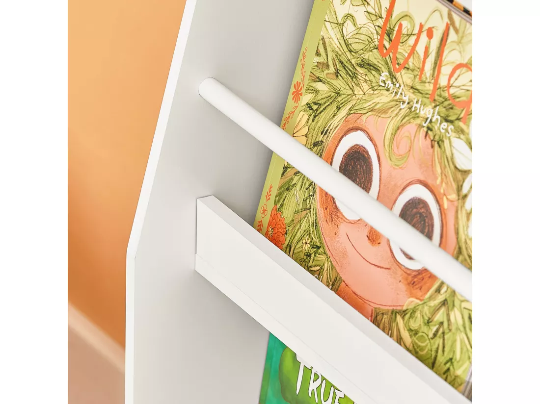 Bibliothèque Montessorienne pour Enfants, Étagère à Livres Étagères à 3 hauteurs, Blanc, KMB45-W