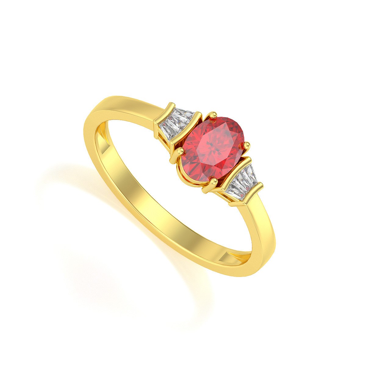 Bague ADEN Or 585 Jaune Rubis et diamants 1.99grs