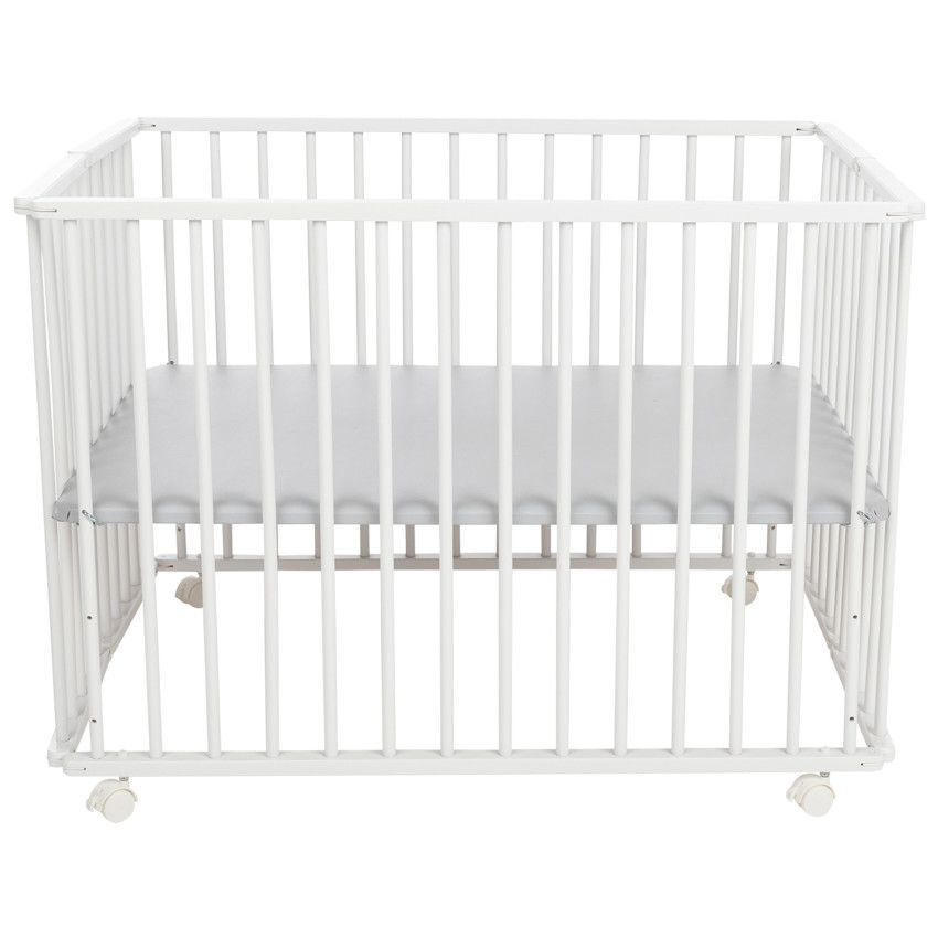 Parc pliable en bois Pocket - Blanc - Ecru