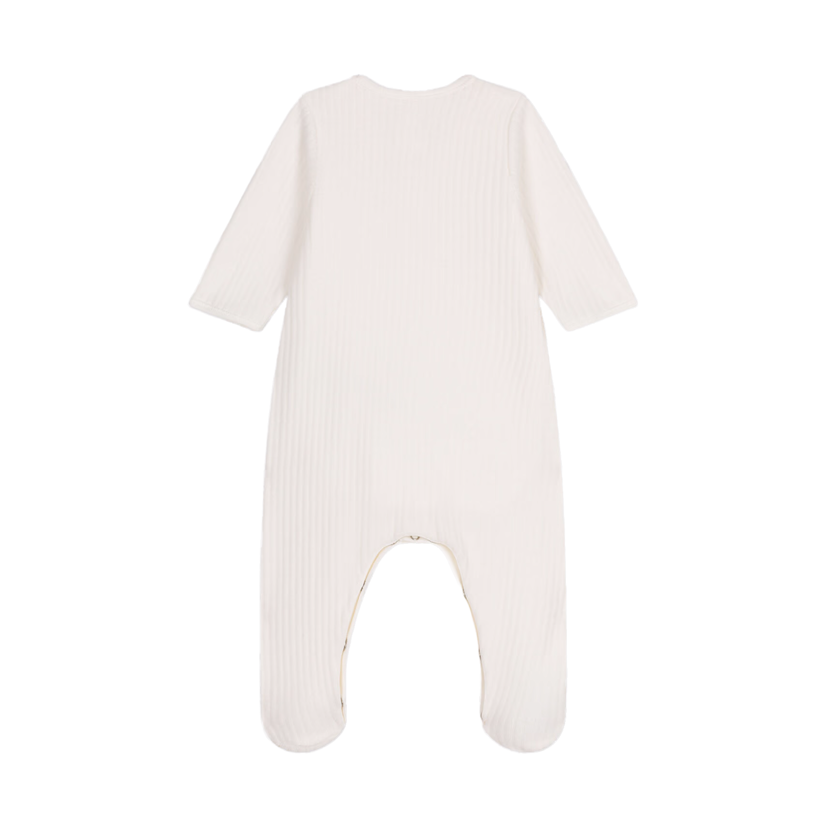 Pyjama col rond en velours côtelé | Blanc
