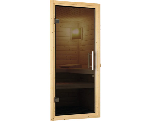 Karibu Carina modulaire sauna zonder oven, zonder dakrand, met grafietkleurige volledig glazen deur