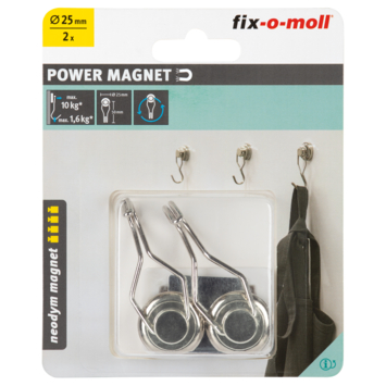 Magneet met draaibare haak 25x50mm 2 stuks