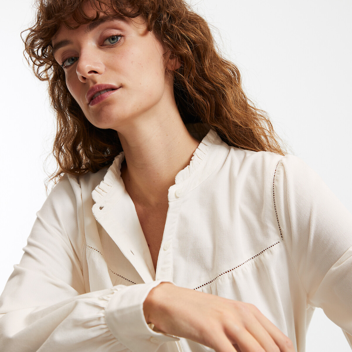 COLEÇÃO LA REDOUTE<br>Camisa com gola vitoriana e mangas compridas