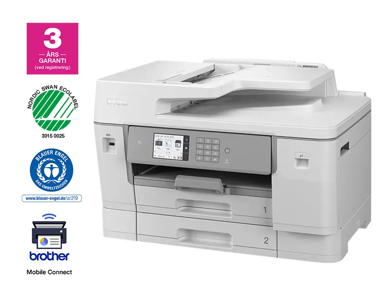 Brother MFC-J6955DW - Multifunktionsprinter - farve - blækprinter - A3/Ledger (medie) - op til 25 spm (kopiering) - op til 30 spm (udskriver) - 600 ark - 33.6 Kbps - USB 2.0, LAN, Wi-Fi(n), NFC, USB 2.0 vært
