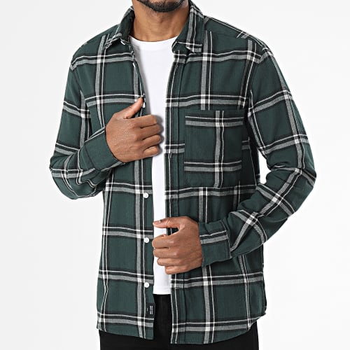 Chemise Manches Longues A Carreaux Stone Life Vert Foncé