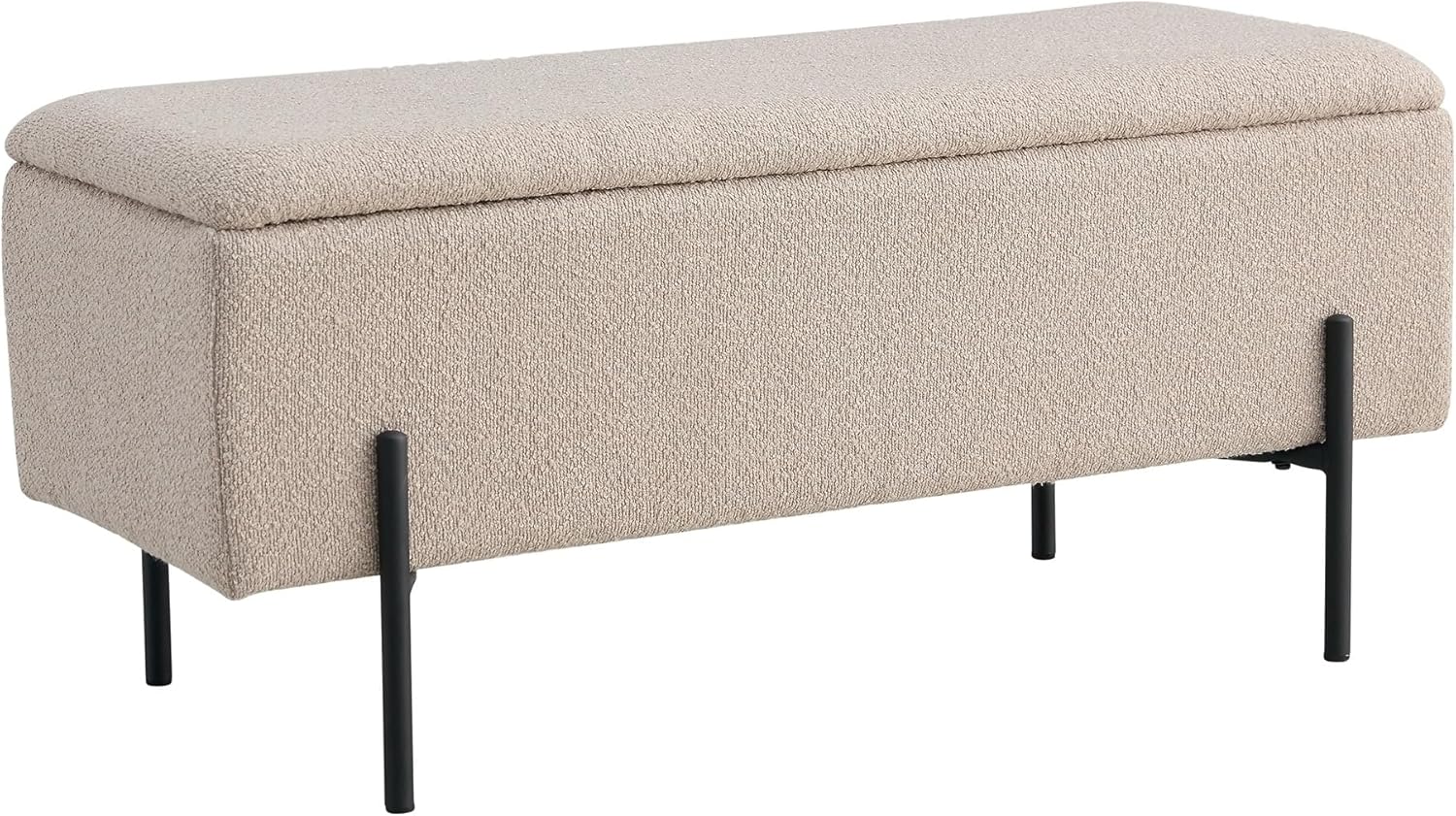 möbelando Truhenbank >Watford< in Beige, Stoff - 95x46x36,5cm (BxHxT)